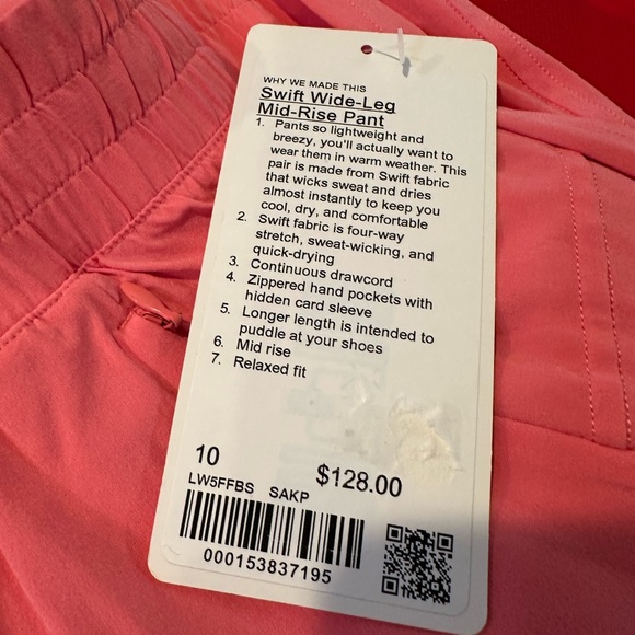 Lululemon Swift !NWT SOLD OUT! Wide Leg Mid Rise Pant sz 10 Sakura Pink - Picture 9 of 9